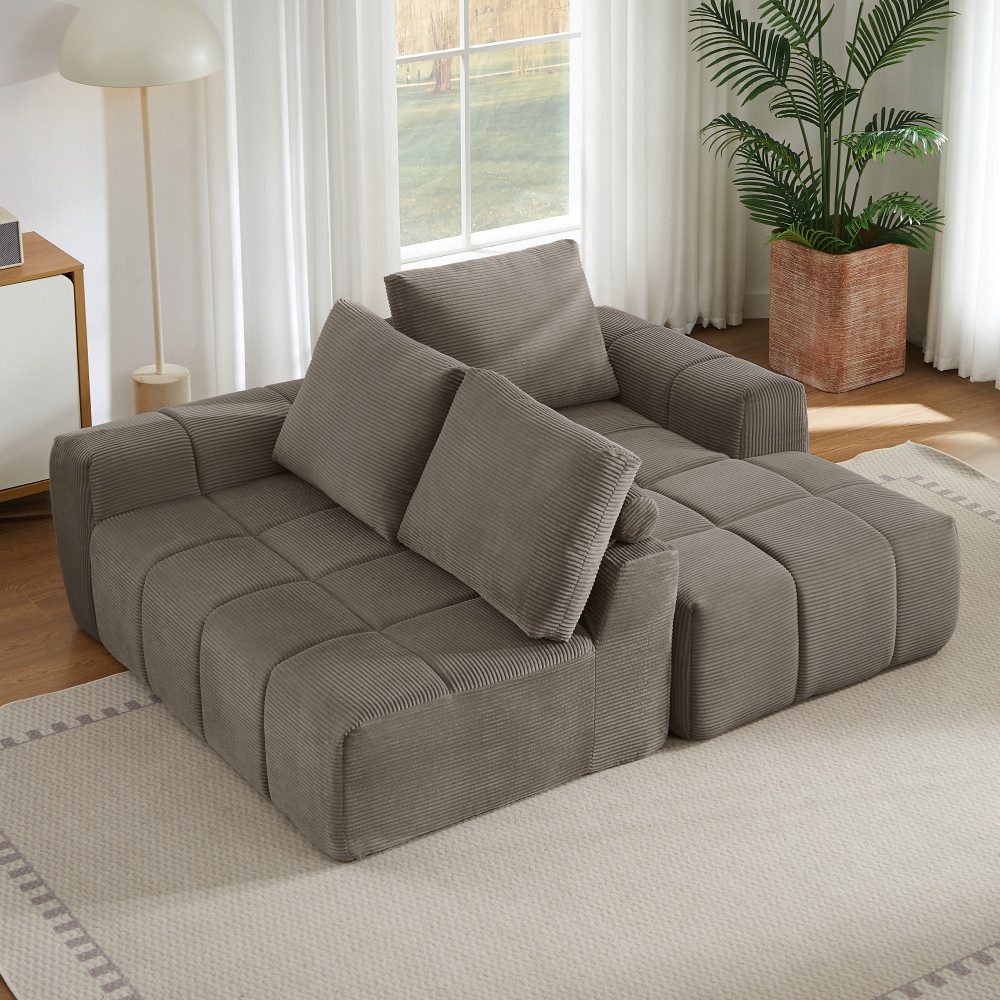 Detailansicht des Cord-Bezugs in Taupe