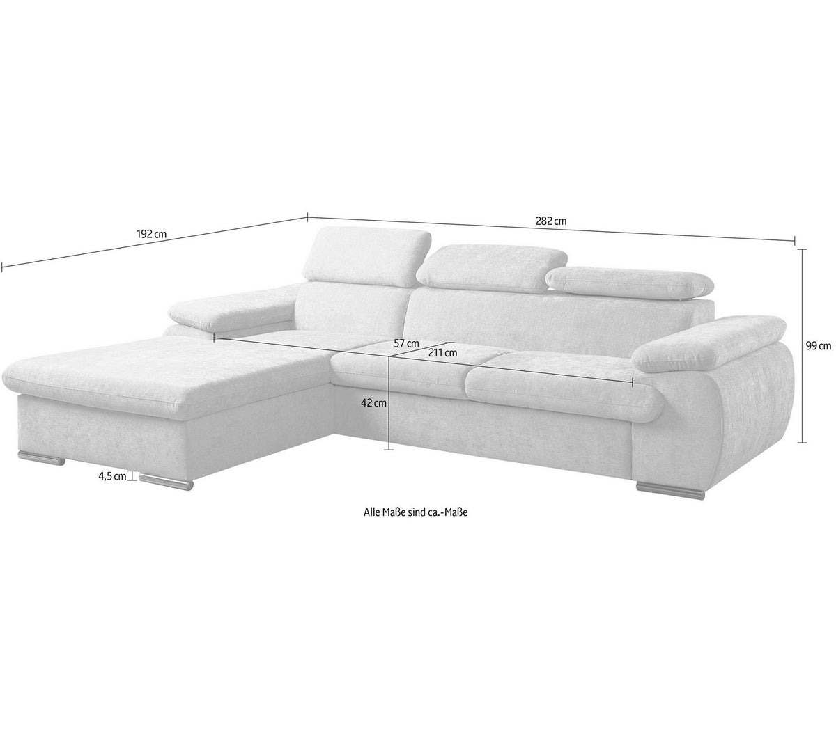 Nahaufnahme des Bezugs am Cord Ecksofa Cosmo