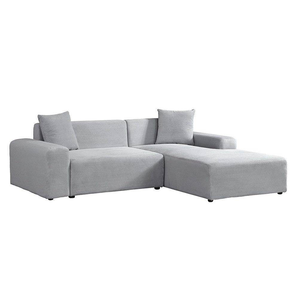 Cord Ecksofa AMELIO in Grau Seitenansicht
