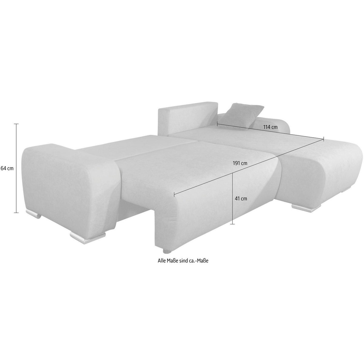 Ecksofa PIA mit Rückenkissen und Zierkissen