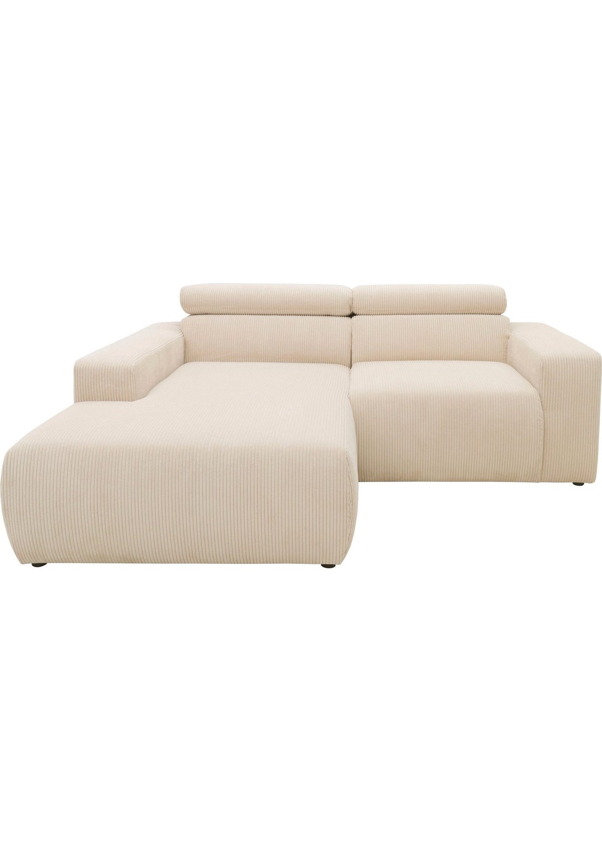 Cord Ecksofa BRANDON Frontansicht in Creme
