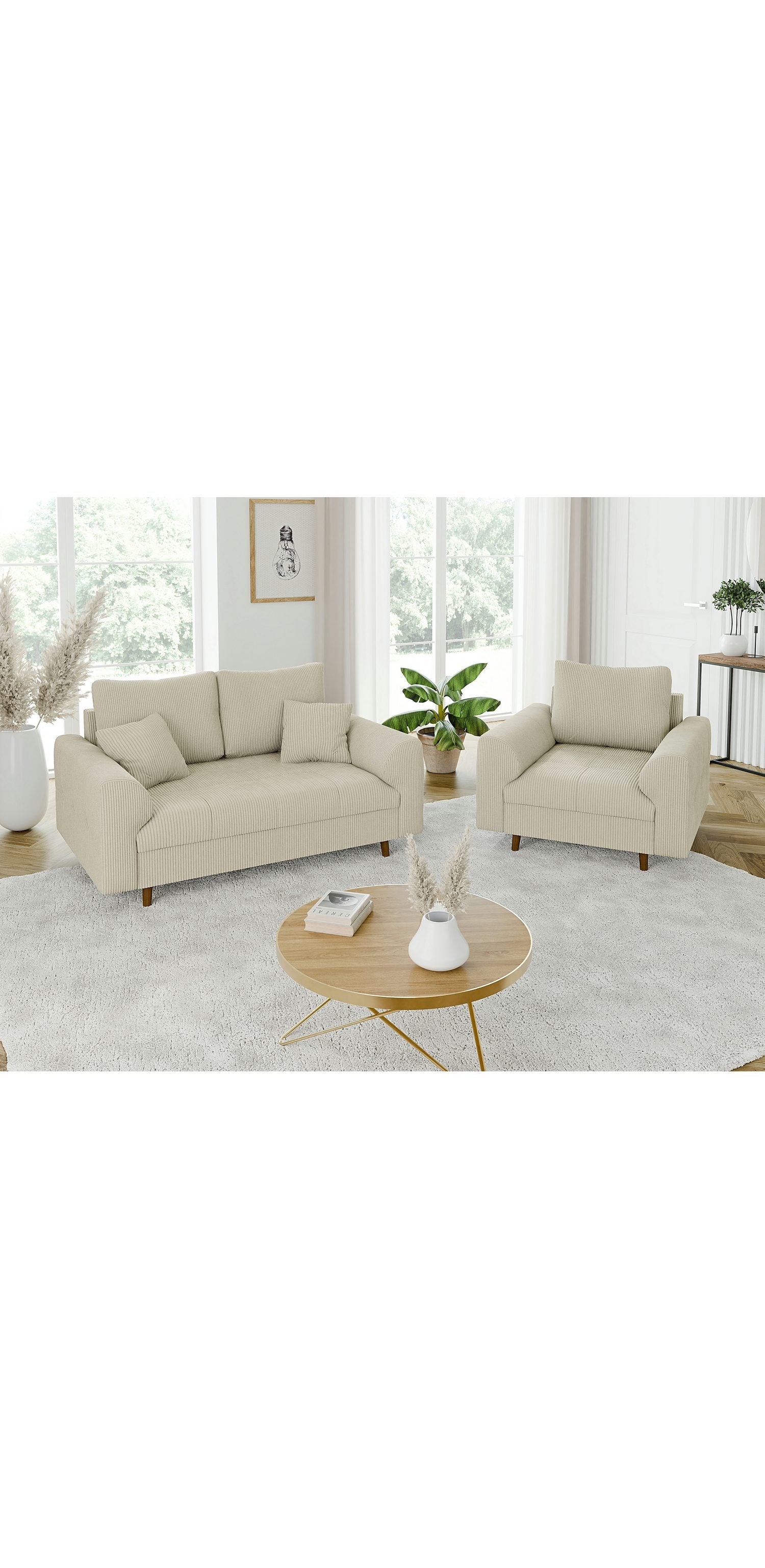 Cord Sofa ZARA im skandinavisch eingerichteten Wohnzimmer