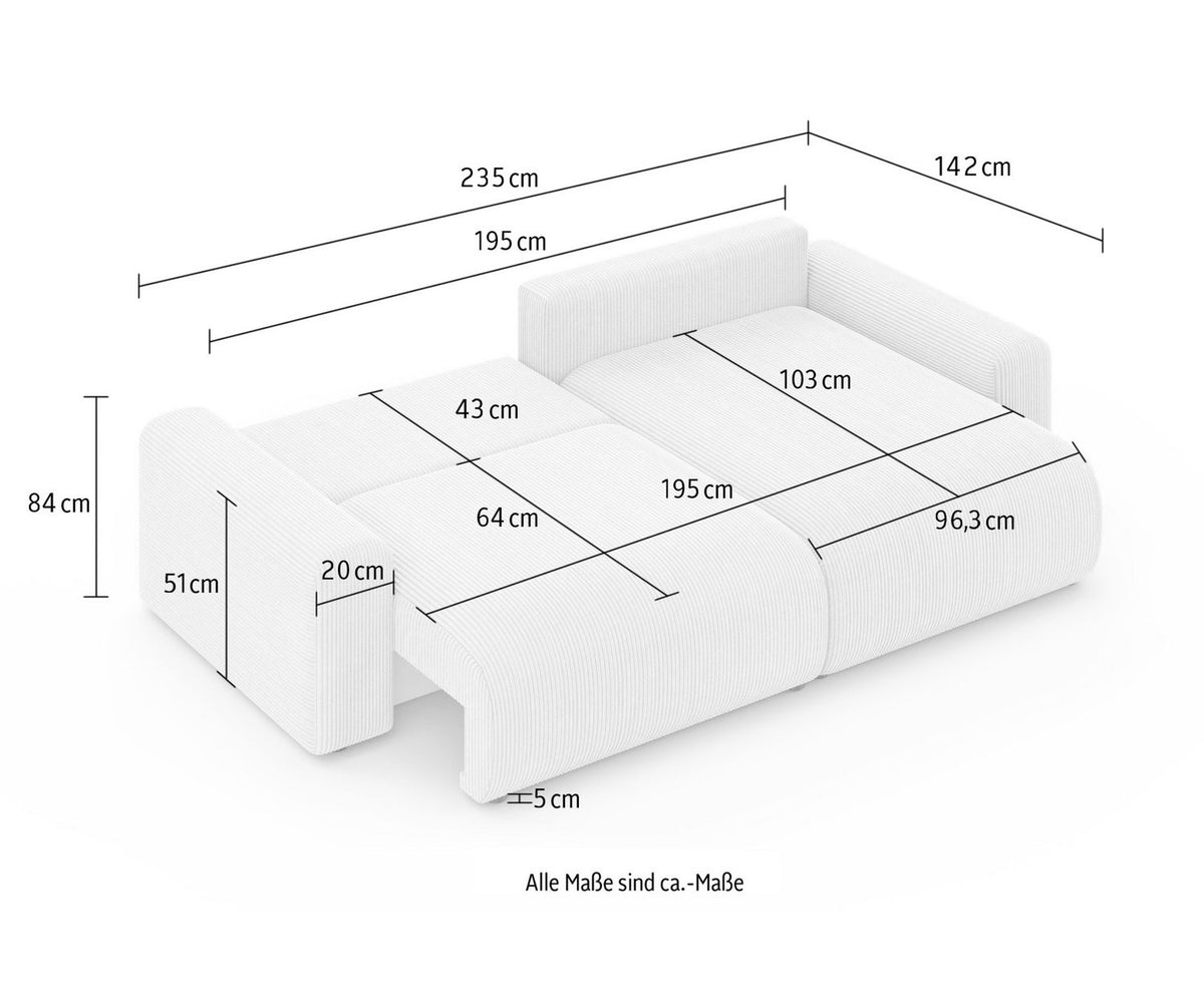 Cord Ecksofa LAKESIDE in Braun im Wohnzimmer