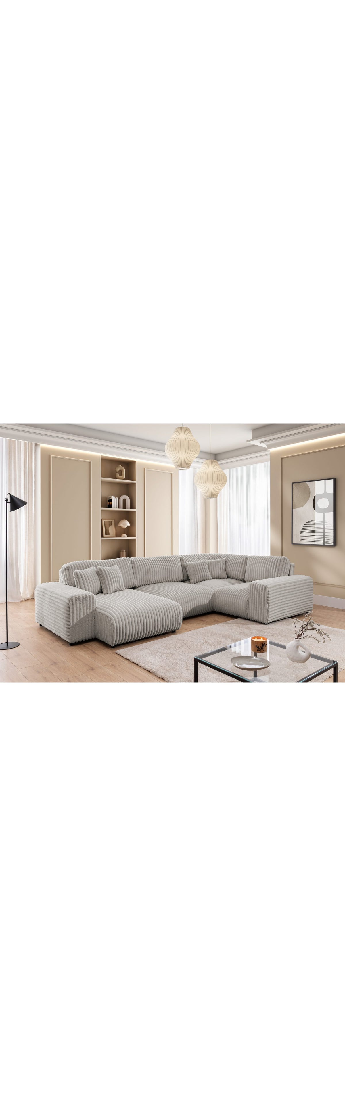 Tiefe Sitzfläche der Cord Wohnlandschaft MOLLIS