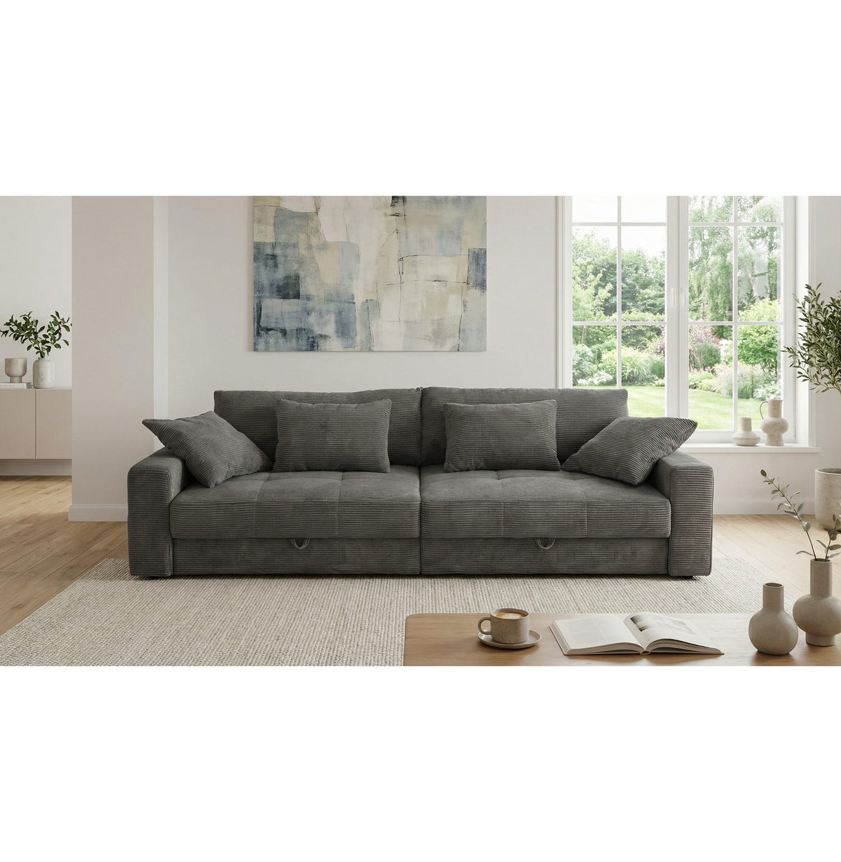 Big Sofa 15261 aus Cord in Dunkelgrau Ansicht 2