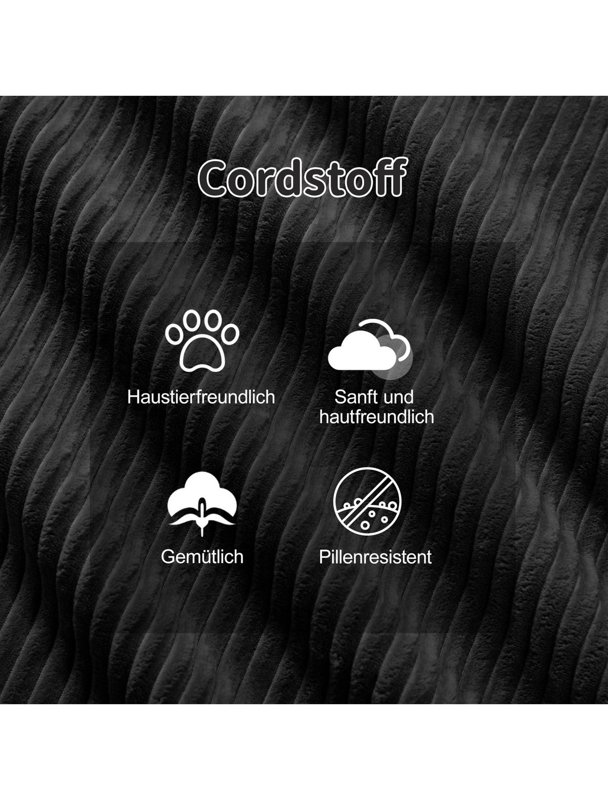Rutschhemmende Unterseite des modularen Cord Schlafsofas
