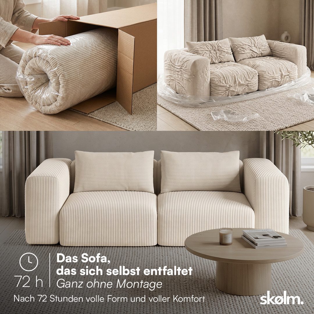 Cordsofa HÅRGA mit tiefer Sitzfläche im Wohnzimmer