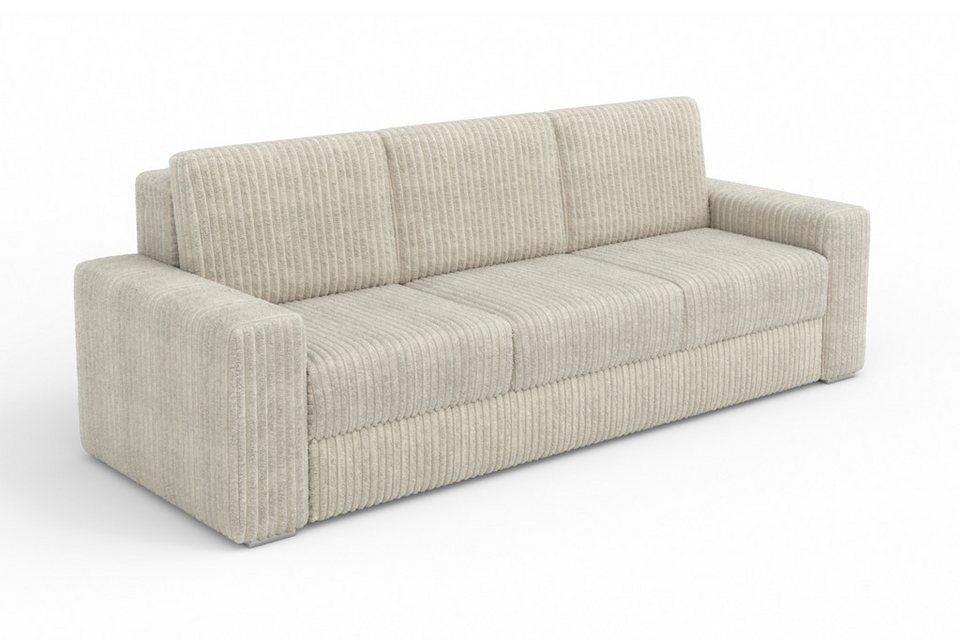 Cord Schlafsofa TIMON in Beige Gesamtansicht
