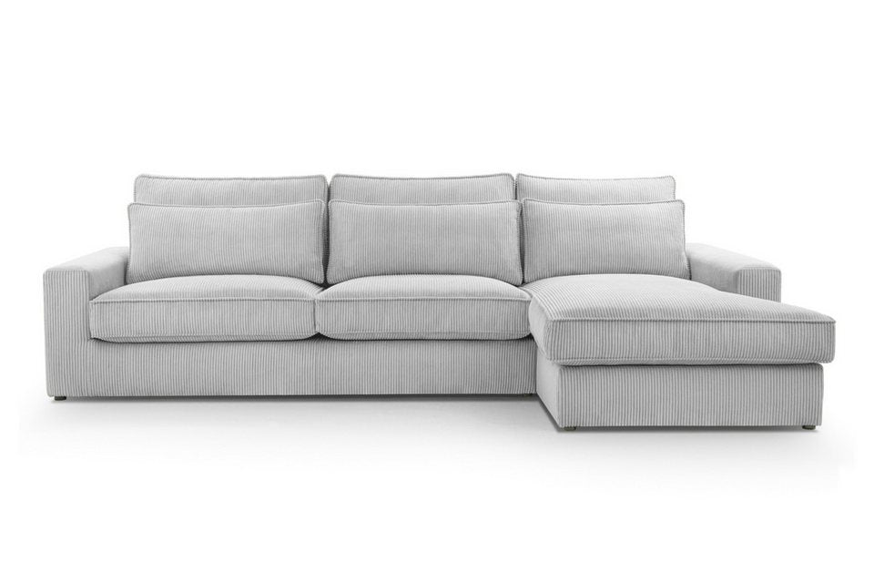 Cord Ecksofa SISSI MINI 276 cm in Hellgrau