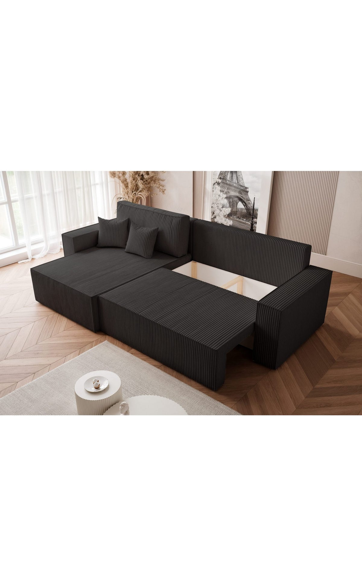 Cord Ecksofa PARIS XL mit ausgezogener Schlaffunktion