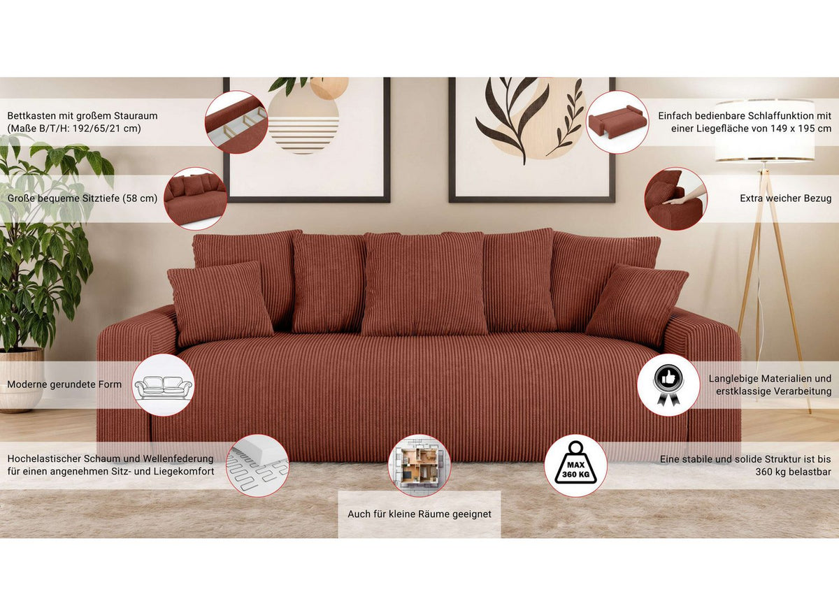 LAKESIDE Big Sofa mit ausgeklappter Liegefläche