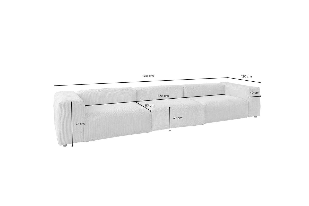 Seitenansicht des modularen Cord Sofas MIA