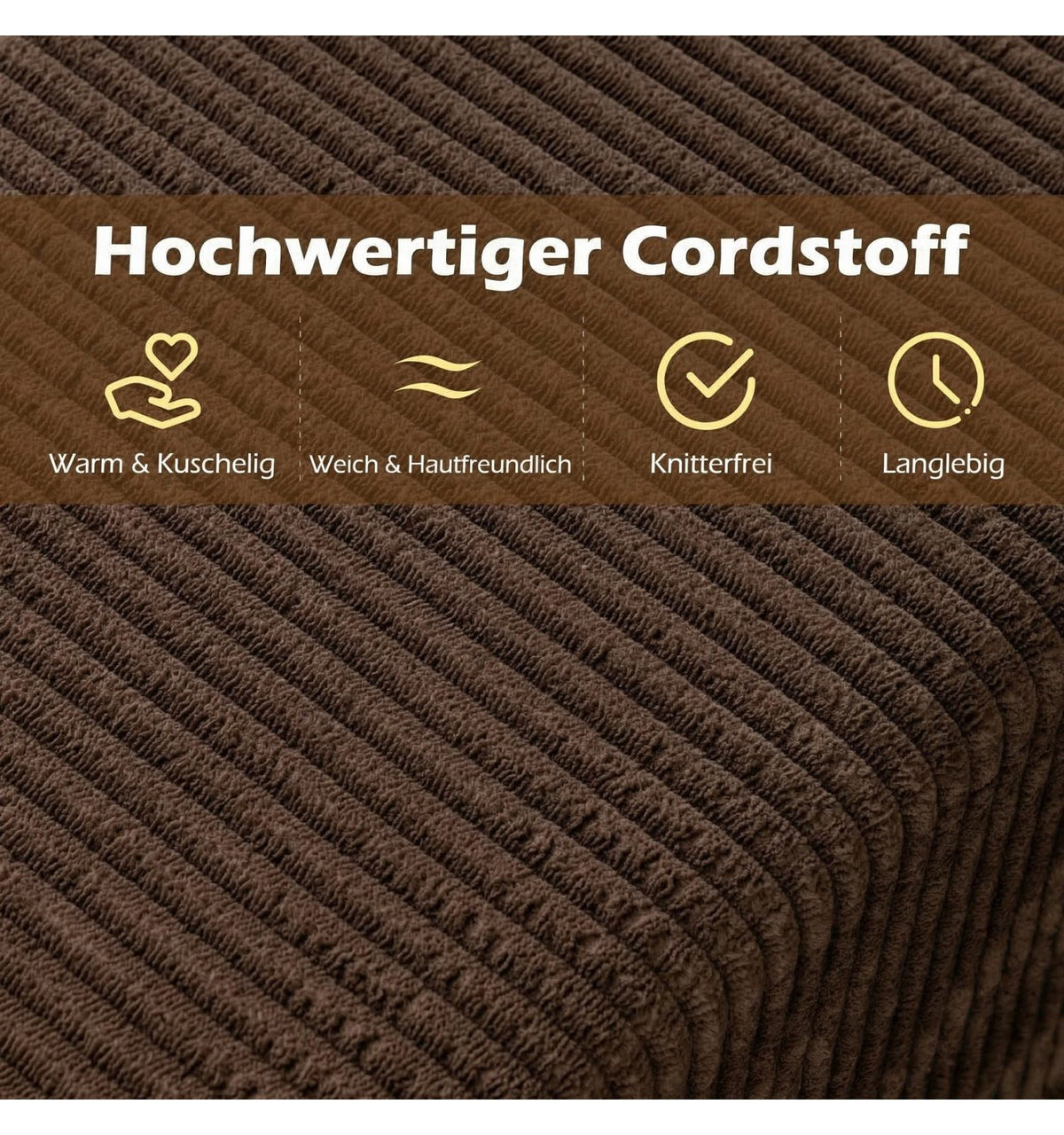 Rutschfeste Unterseite des Cord Sofas COSTWAY
