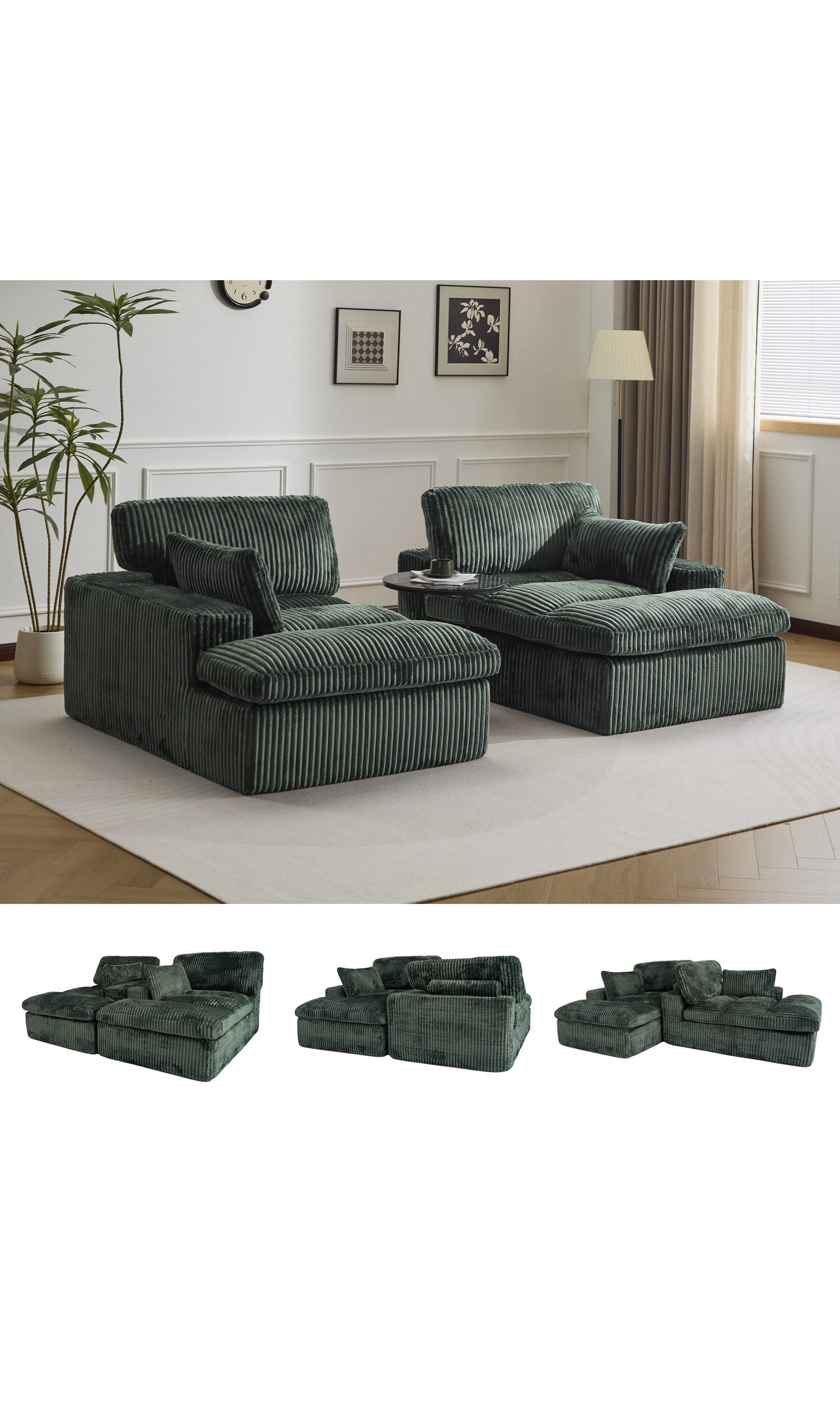 Grüner Cordstoff des Schlafsofas WHEELYOU im Detail