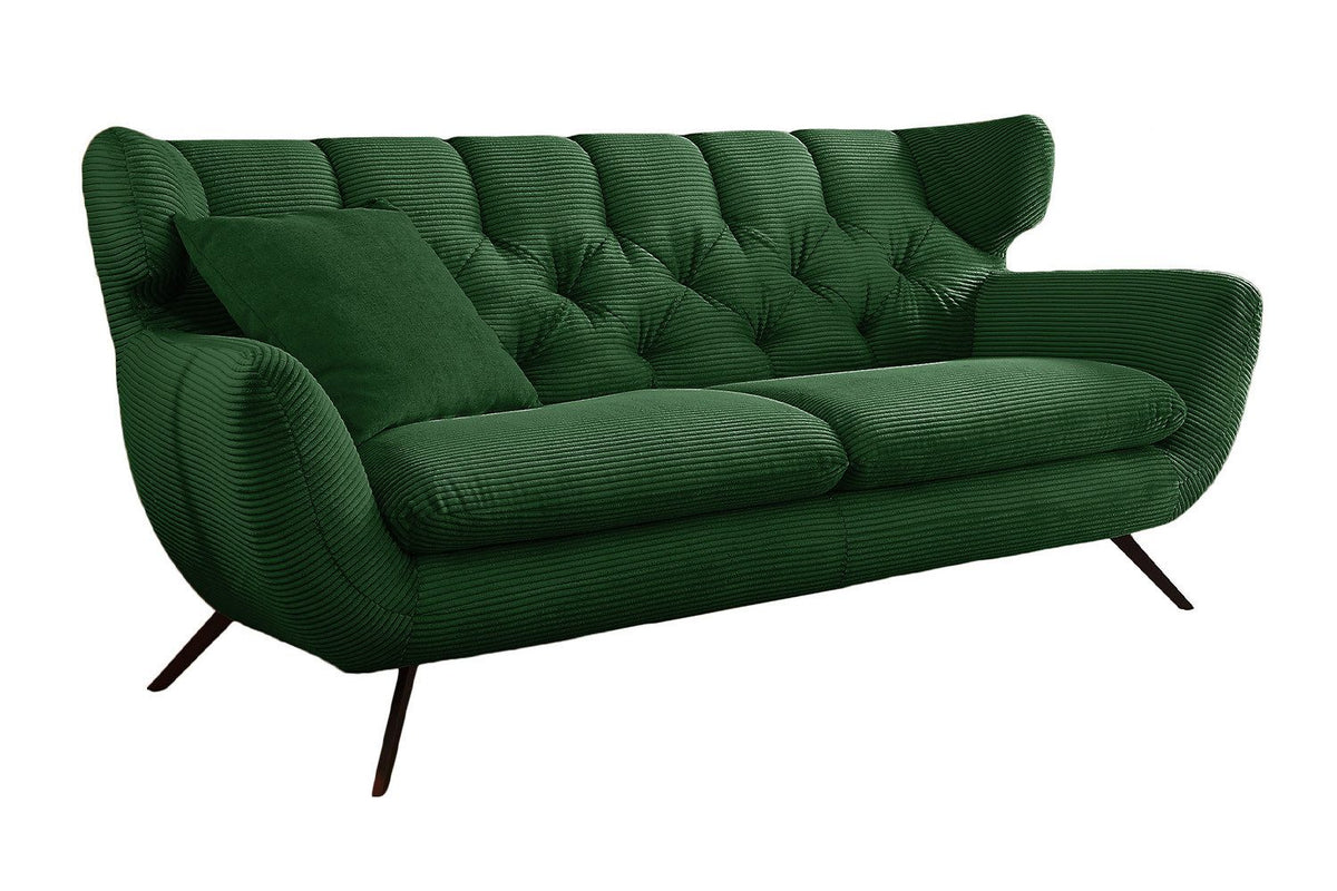 Cord Sofa CHARME Seitenansicht in Smaragd