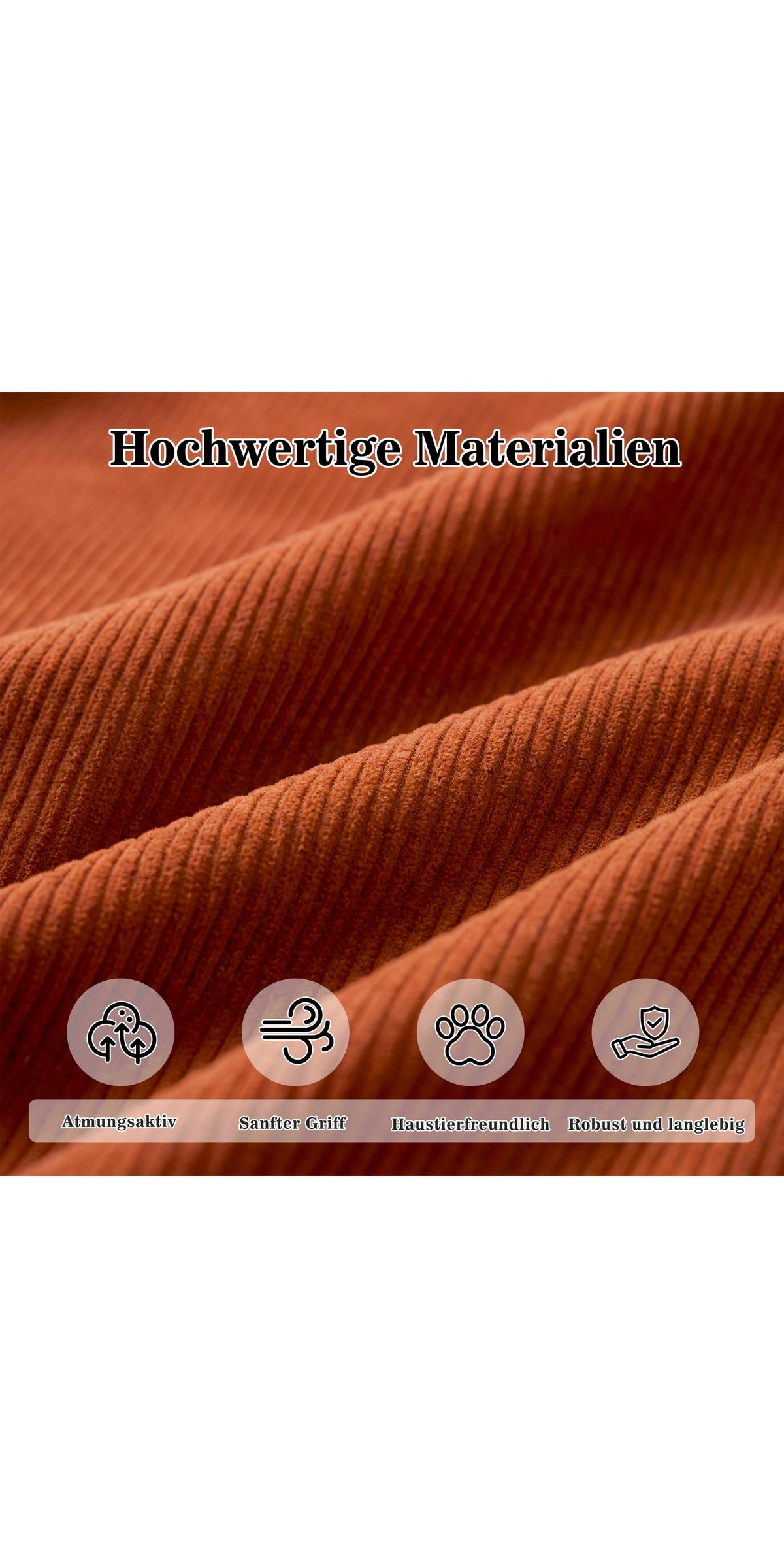 Cord Schlafsofa in Orange mit ausgezogener Liegefläche