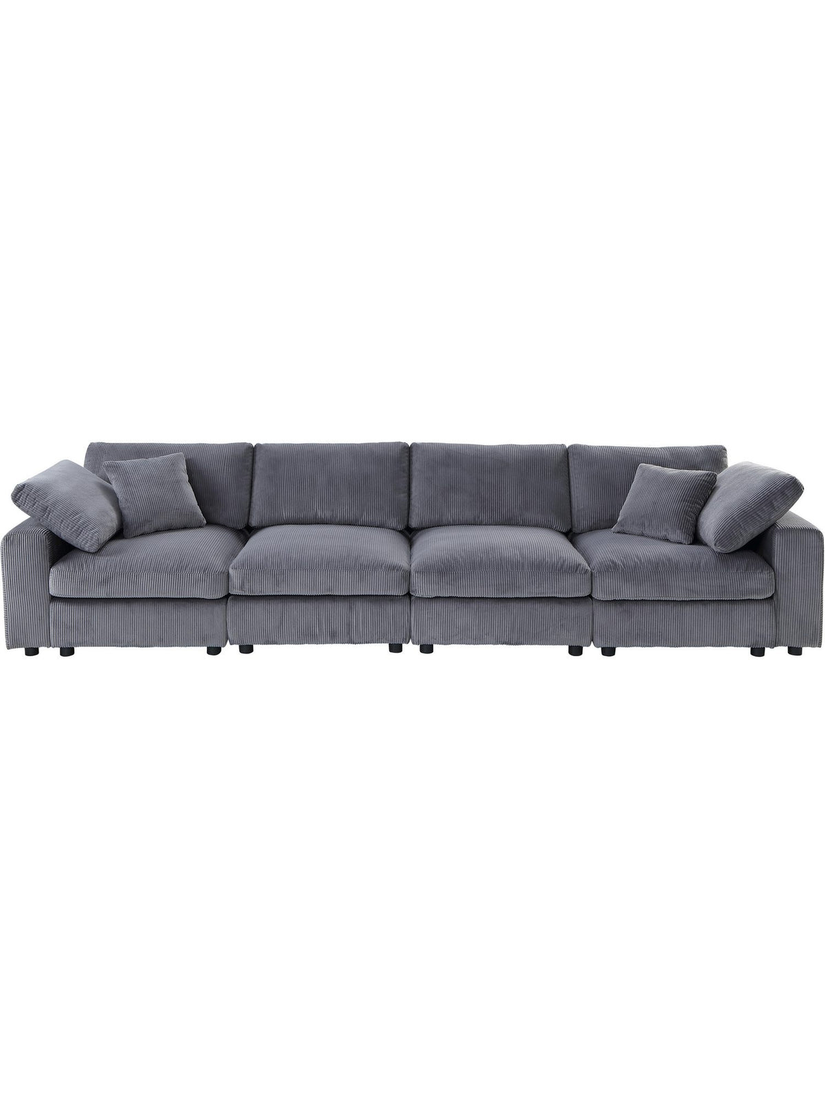 Modulares Cord Sofa BERNY Gesamtansicht in Grau