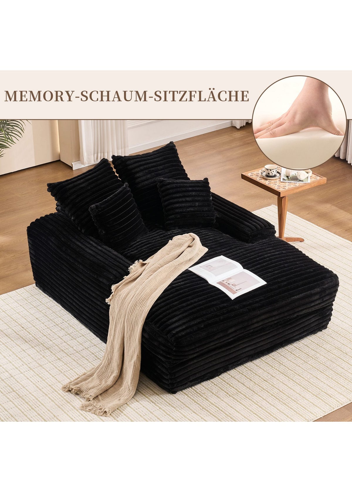 Cord Schlafsofa SEEDWAVE mit vier abnehmbaren Kissen