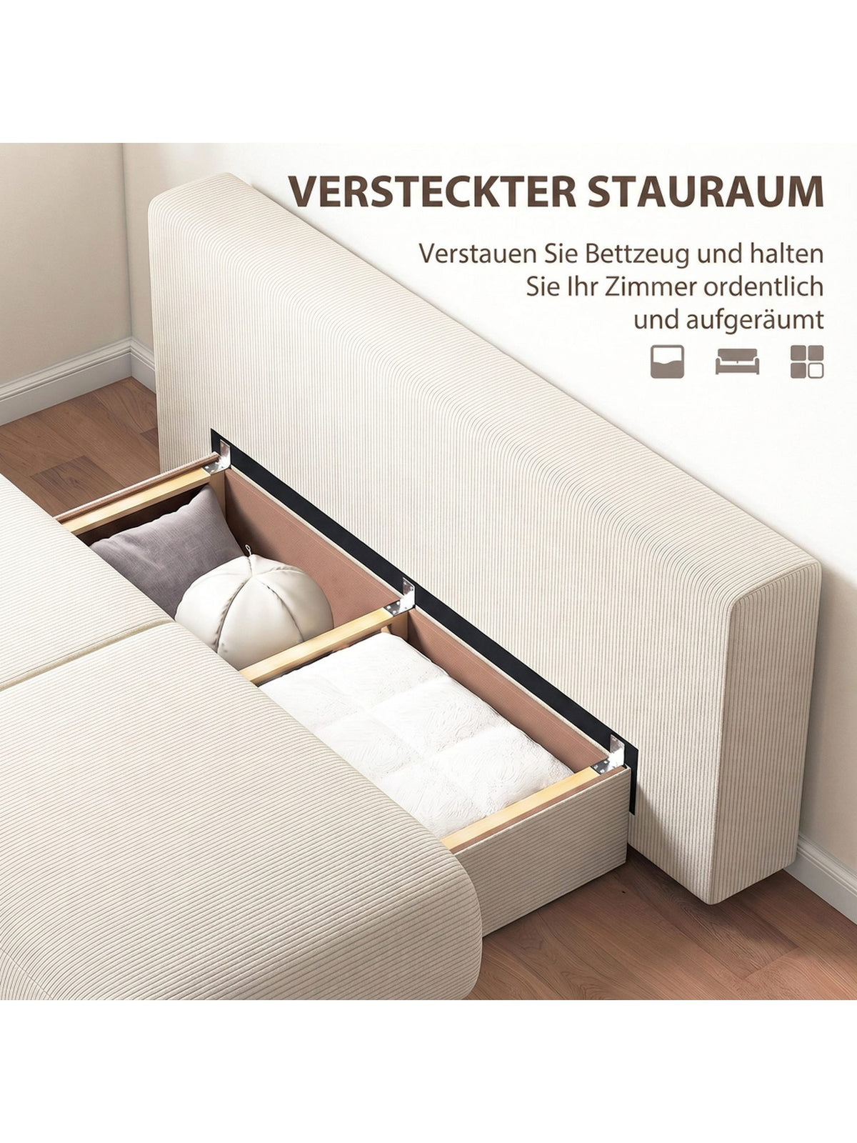 HOMCOM Schlafsofa mit drei Rückenkissen