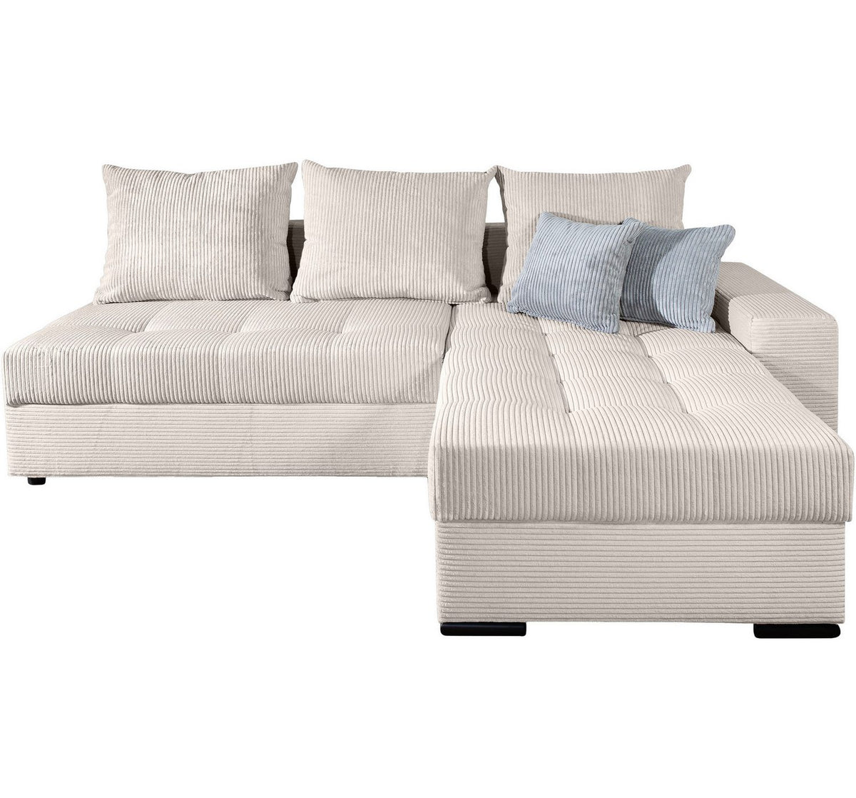Cord Ecksofa JOSY in Beige Gesamtansicht