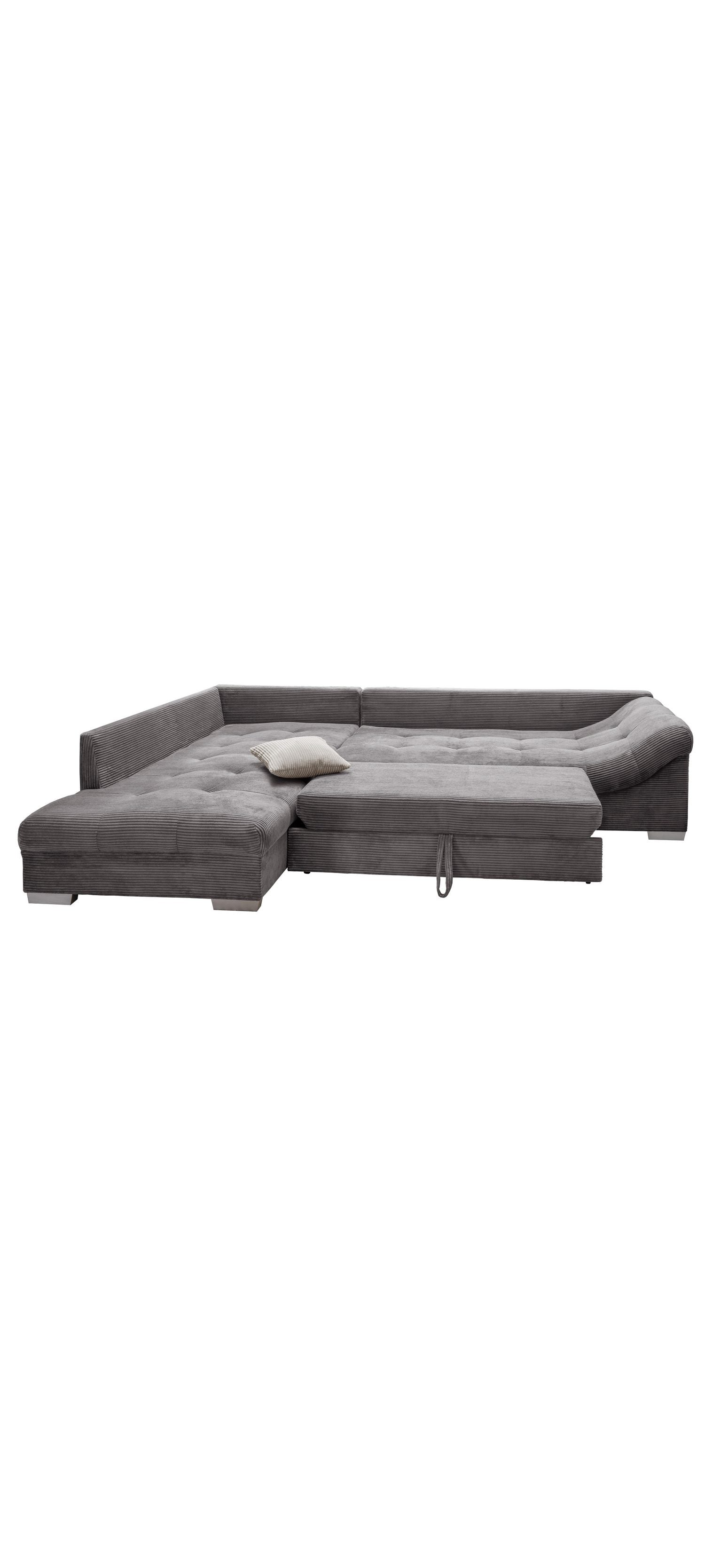 Cord Ecksofa 17202 in Grau von der Seite