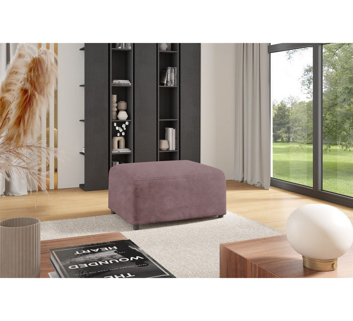 Detailansicht des Cordstoffs Poso am Ecksofa MEGAN XS