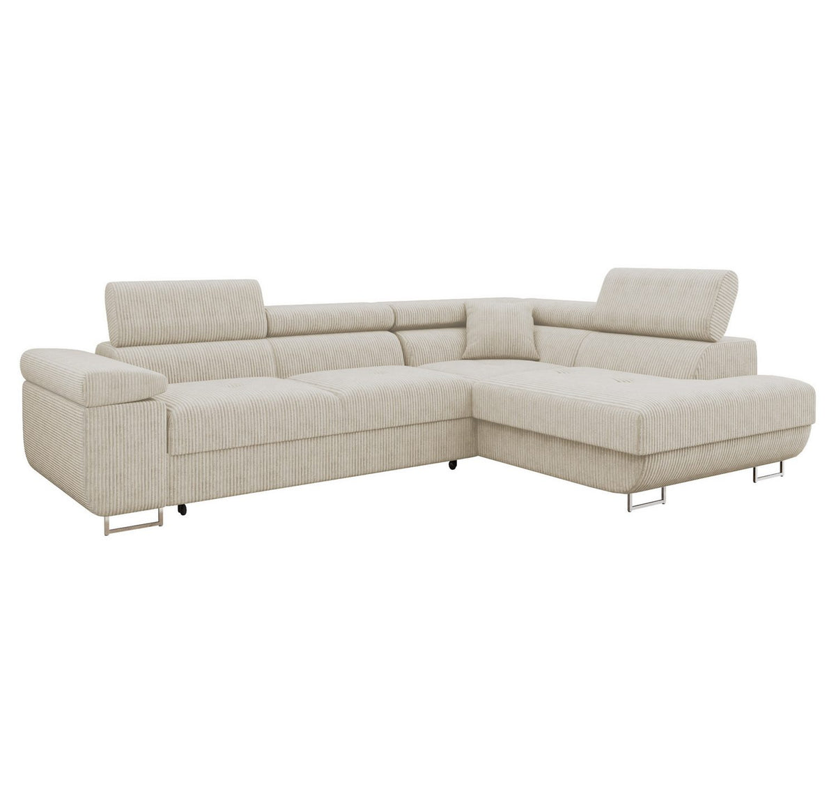 Cord Ecksofa TOREZIO in Beige Gesamtansicht