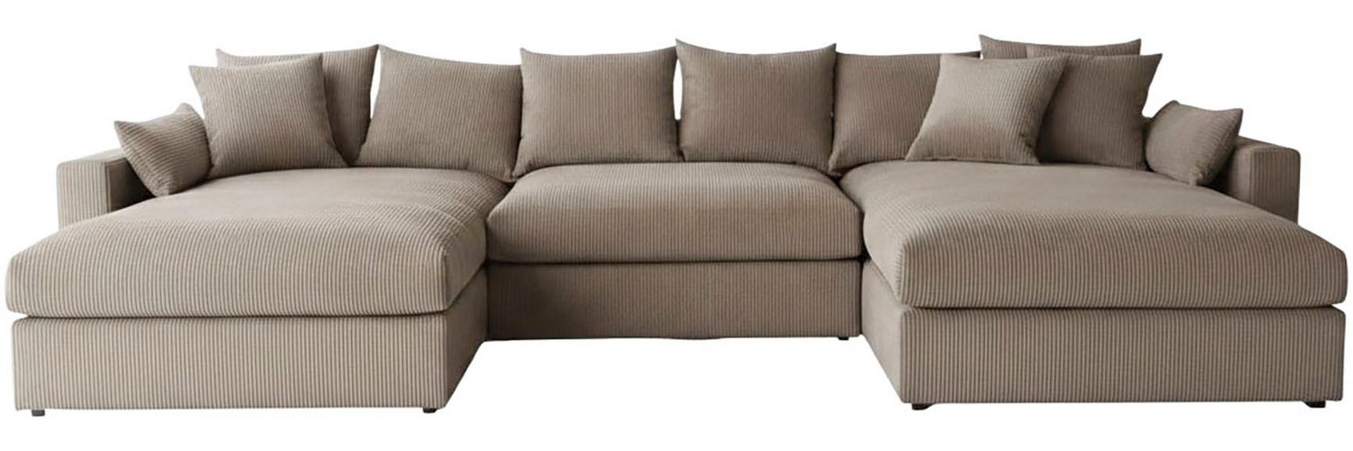 Cord Wohnlandschaft in Taupe im Wohnzimmer