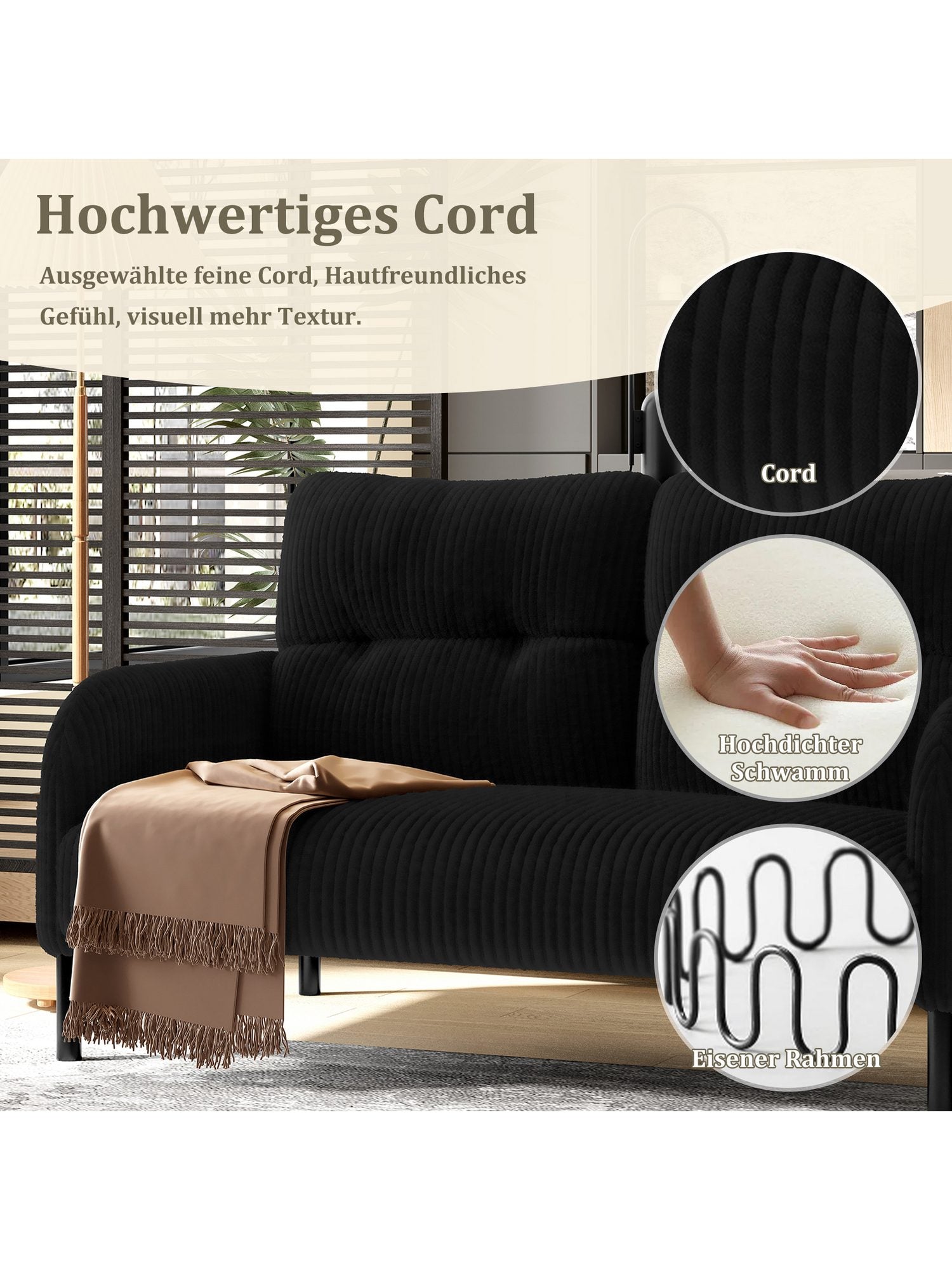 Seitentasche des Cord Sofas BLINGBIN