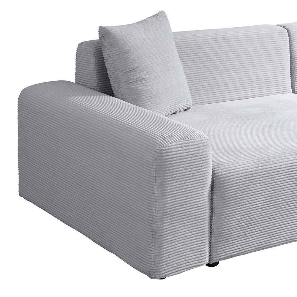 Cord Ecksofa AMELIO in Grau Detail der Cordstruktur