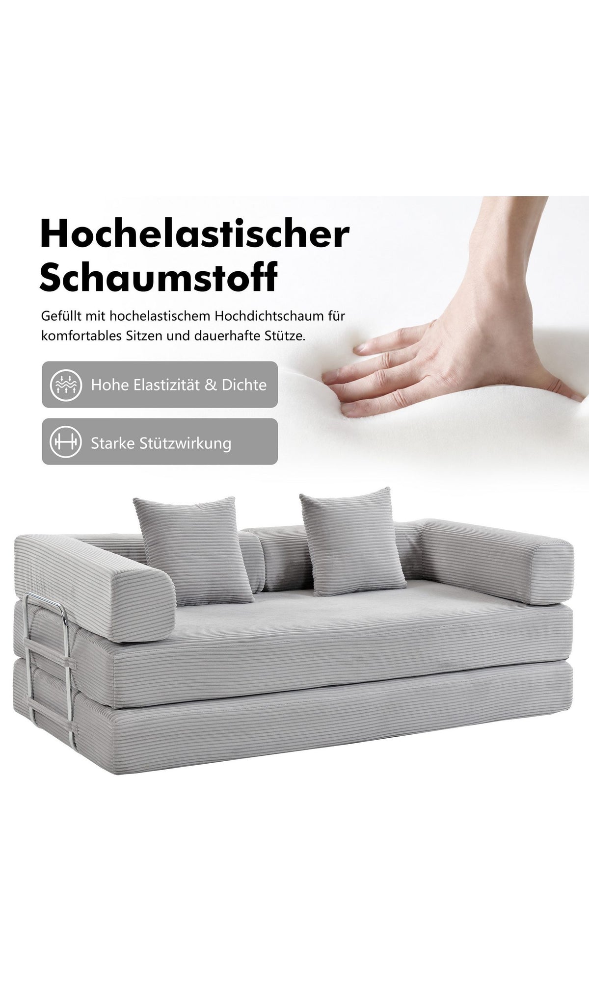 Modulares Schlafsofa in Grau von vorne