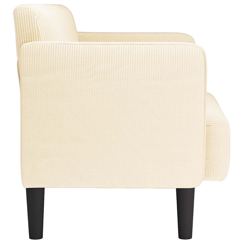 Cord Sofa in Creme von schräg vorn