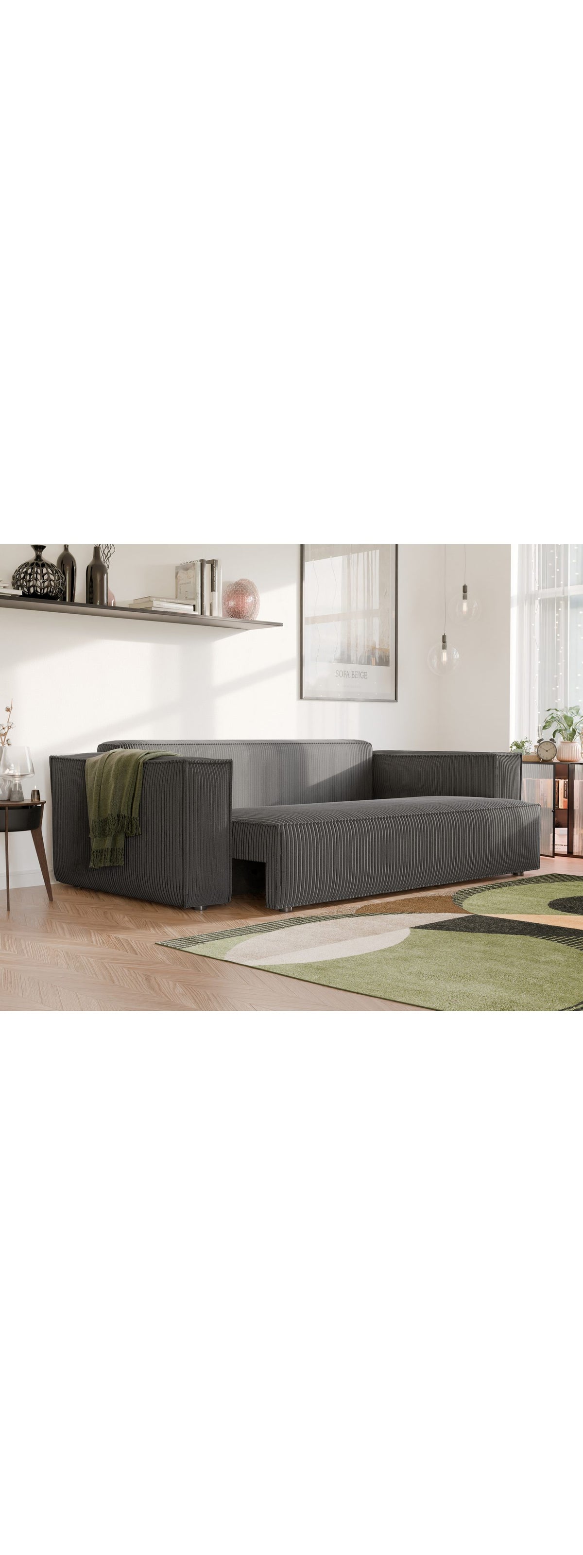 Rückseite des freistehenden Cord Sofas BALI