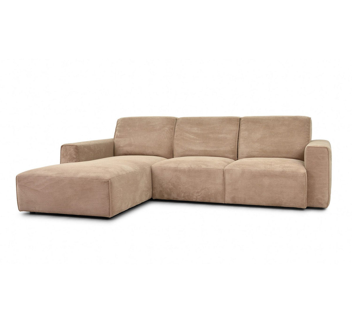 Cord Ecksofa RIO in Braun frontal im Wohnzimmer