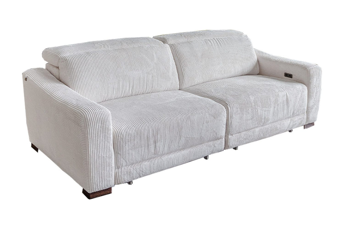Cord Sofa KIANA seitliche Ansicht mit ausgefahrenem Sitzvorzug