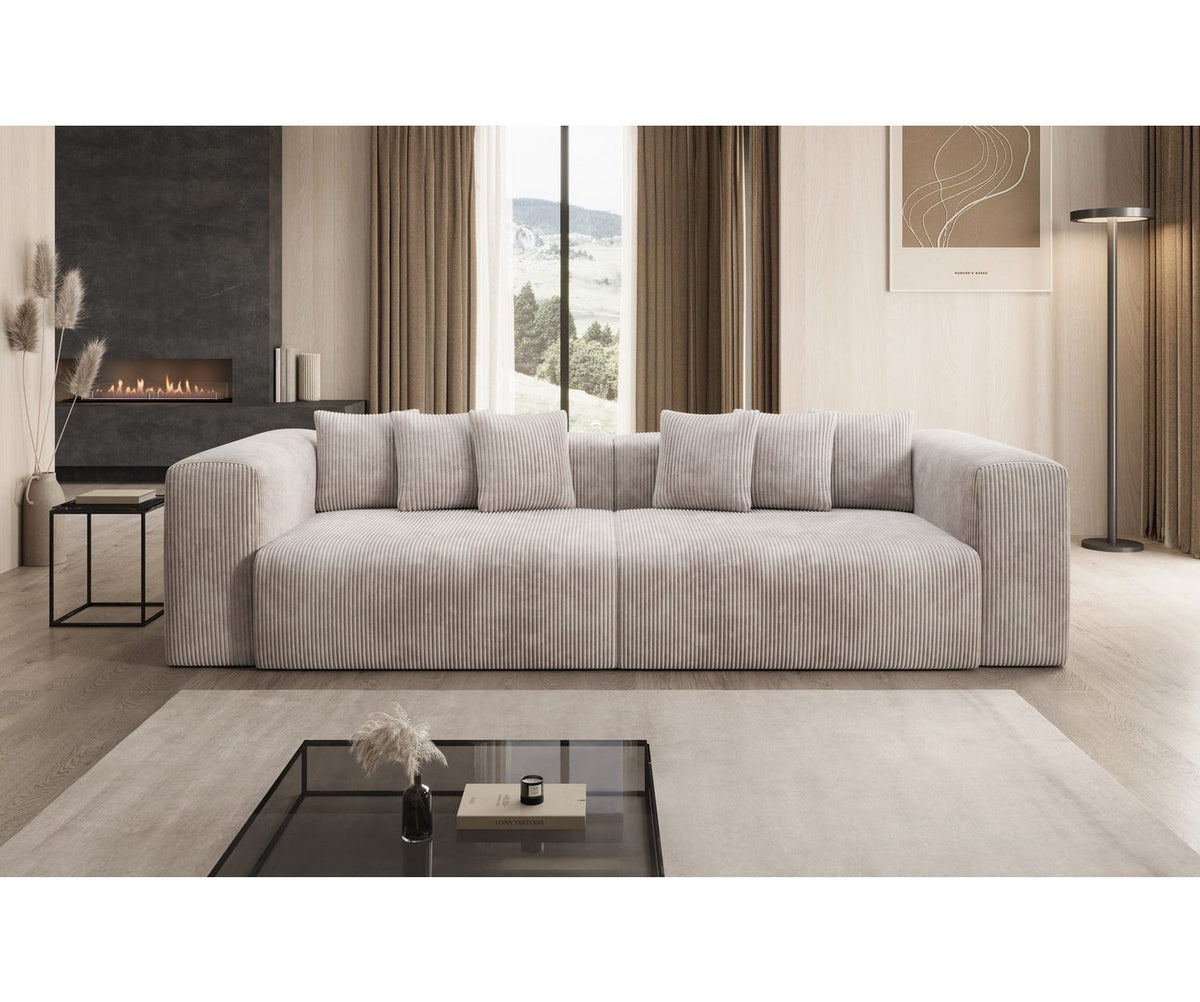 Cord Sofa TULLY in Beige seitliche Ansicht