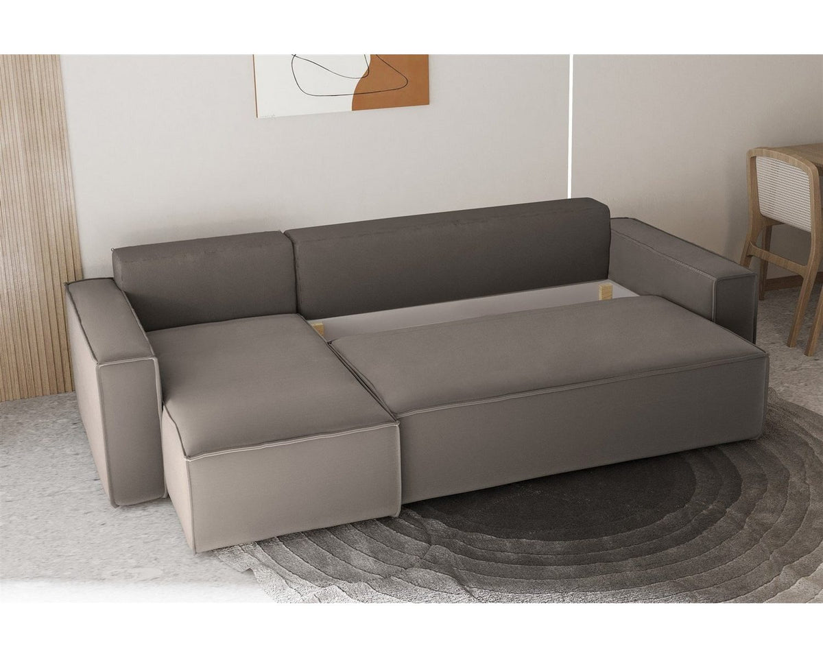 Ausgezogene Liegefläche des Ecksofas MARIS