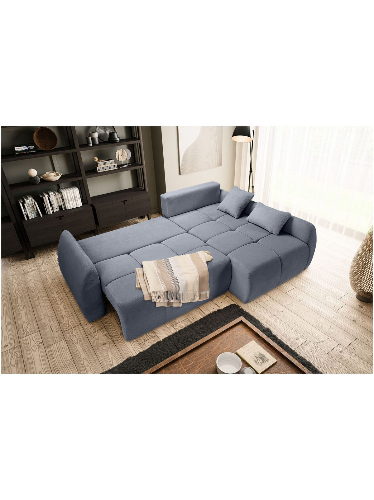 Cord Ecksofa SANCHO LONG im Wohnzimmer aufgestellt