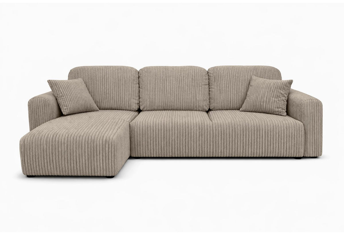 Cord Ecksofa BINGO in Dunkelbeige von der Seite