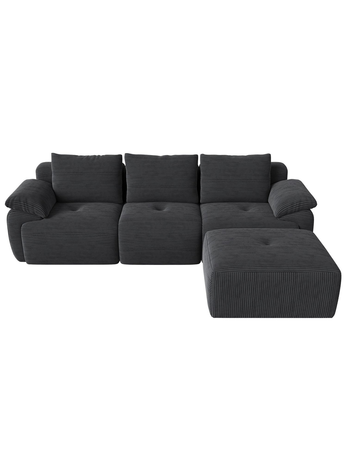 Modulares Cord Ecksofa als Liegefläche