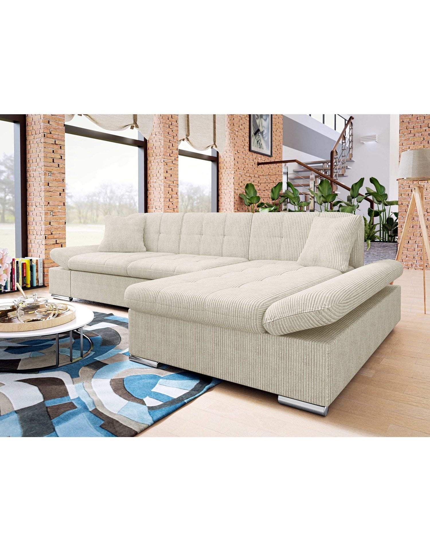 Cord Ecksofa MALWI in Creme - Produktansicht 2