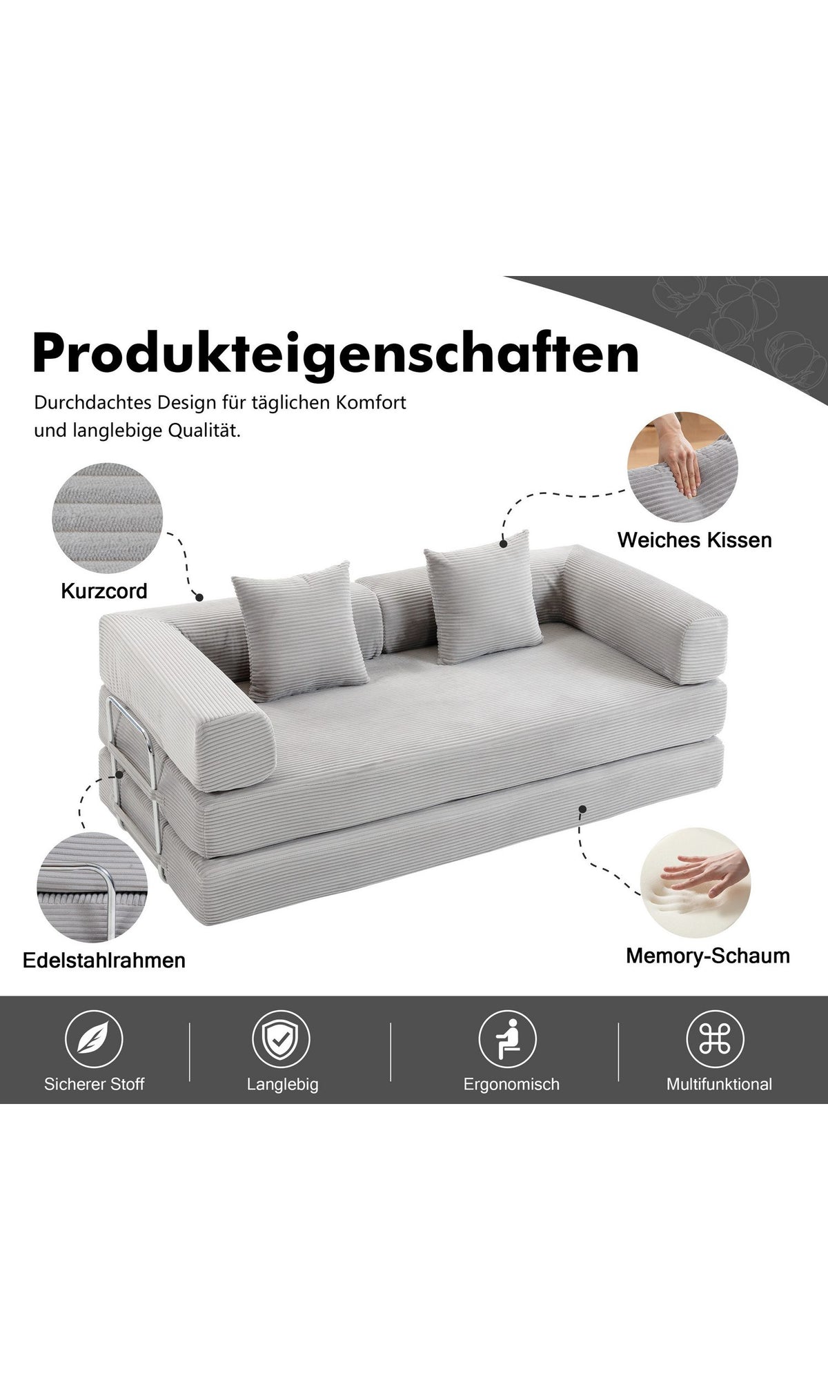 Kurzcord Bezug in der Nahaufnahme