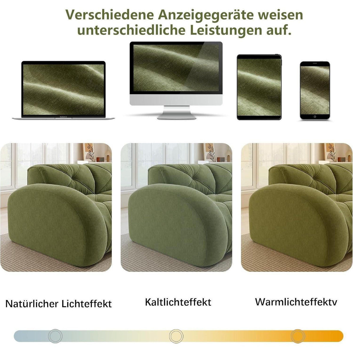 Modulare Anordnung der Cord Wohnlandschaft in Gruen