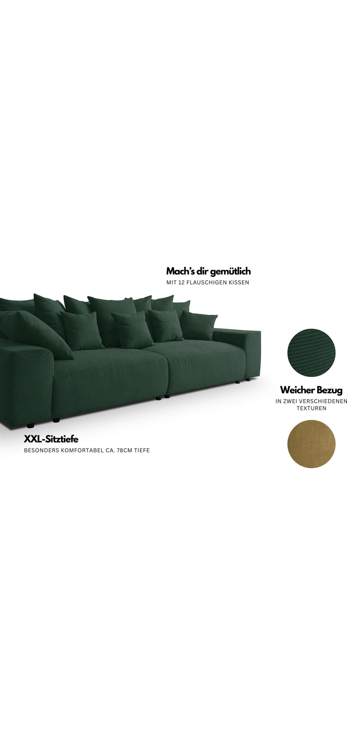 Detailansicht des Cord-Bezugs in Beige