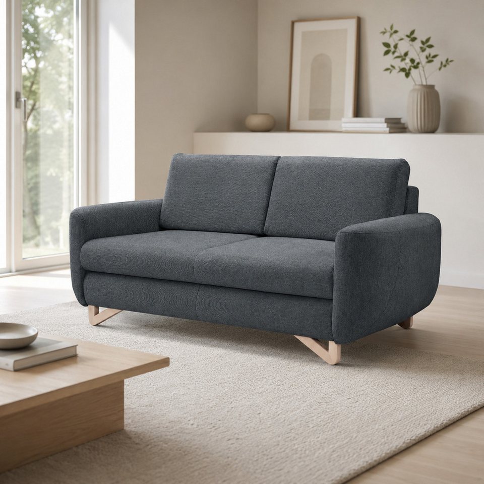 Cord Schlafsofa AVESTA in Schwarz mit Sofakissen