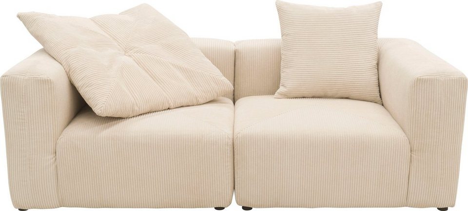 Cord Sofa GERRID 216 cm in Creme