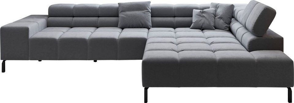 Cord Ecksofa ANCONA NEW in Steel mit Recamiere rechts