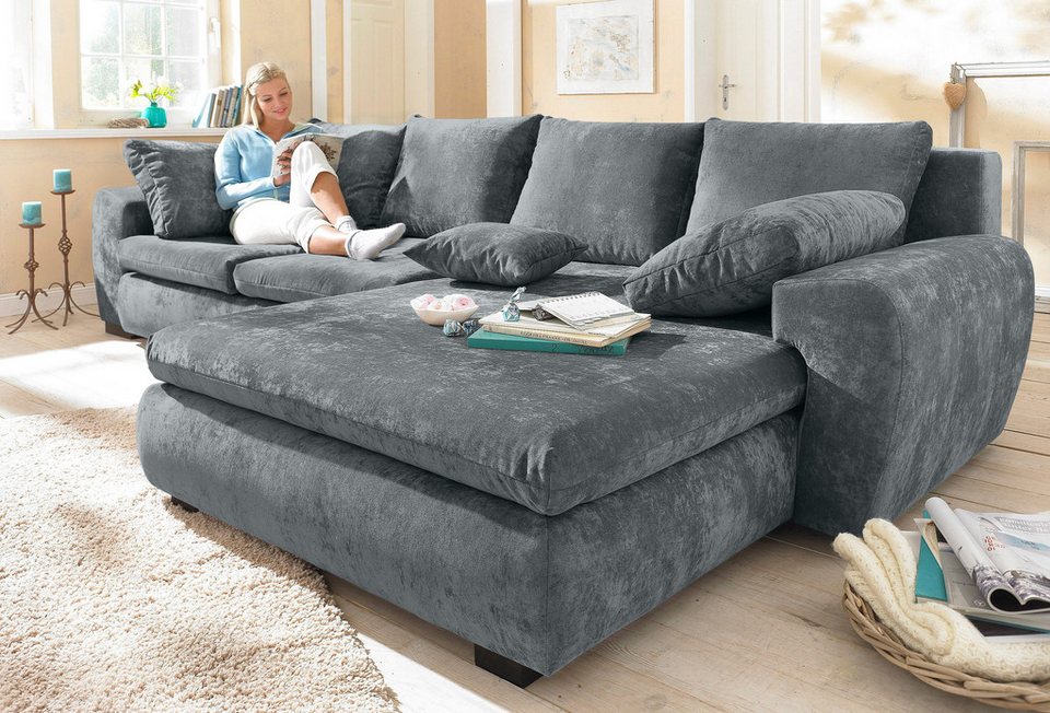 Cord Ecksofa Cara Mia in Grau in L-Form