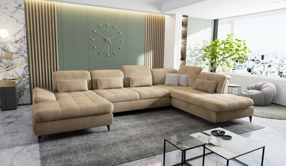 Cord Wohnlandschaft NOLA in Beige in U-Form