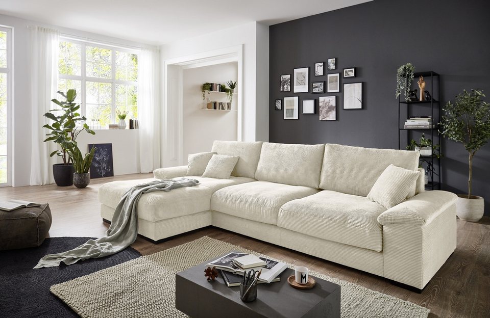 Cremefarbene Cord Wohnlandschaft in U-Form